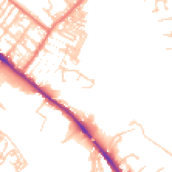 Daytime road noise heatmap for CA1 2FN