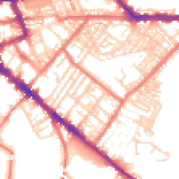 Daytime road noise heatmap for CA1 2HD