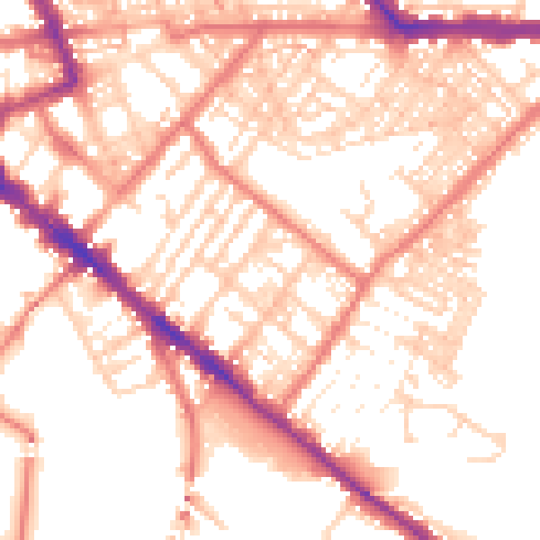 Daytime road noise heatmap for CA1 2HS