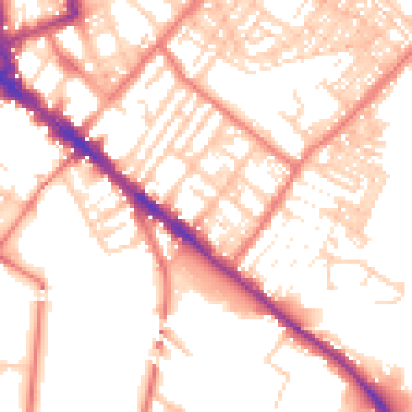 Daytime road noise heatmap for CA1 2JP