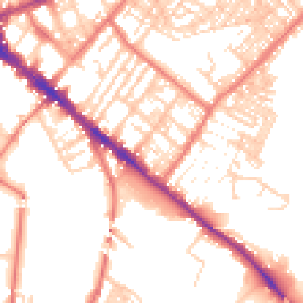 Daytime road noise heatmap for CA1 2JQ