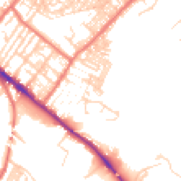 Daytime road noise heatmap for CA1 2NE