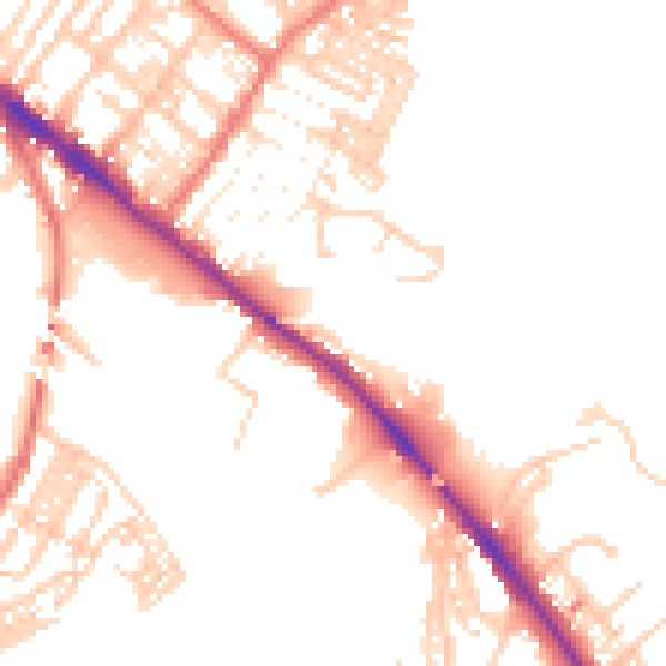 Daytime road noise heatmap for CA1 2NQ