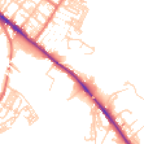 Daytime road noise heatmap for CA1 2NW