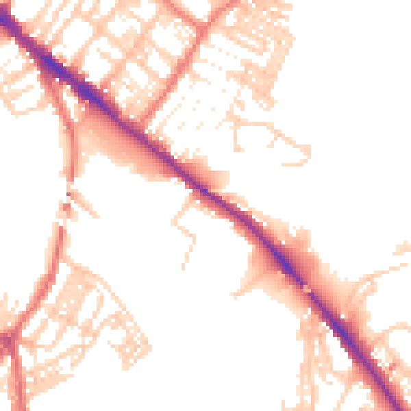 Daytime road noise heatmap for CA1 2PF
