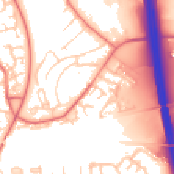 Daytime road noise heatmap for CA1 2PP