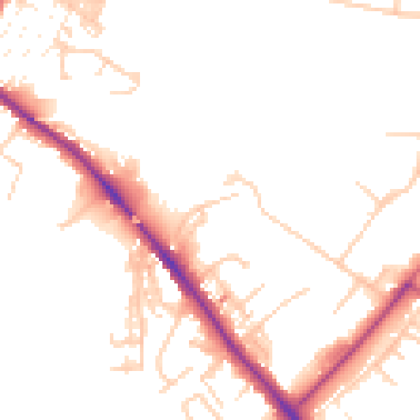 Daytime road noise heatmap for CA1 2PS