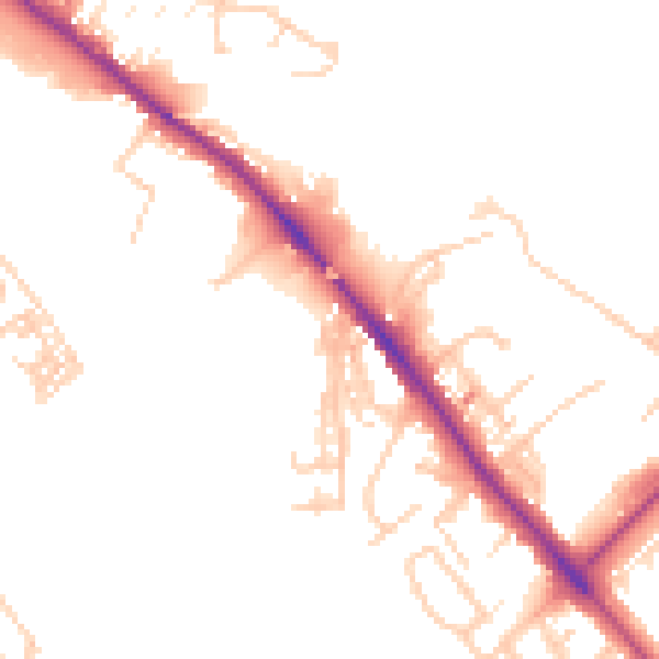 Daytime road noise heatmap for CA1 2QA