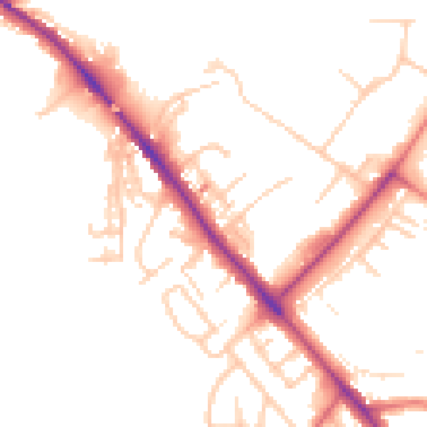 Daytime road noise heatmap for CA1 2QG