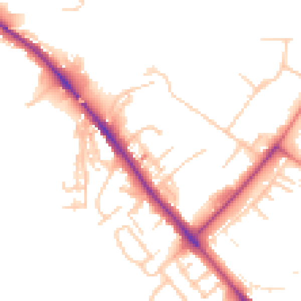 Daytime road noise heatmap for CA1 2QJ
