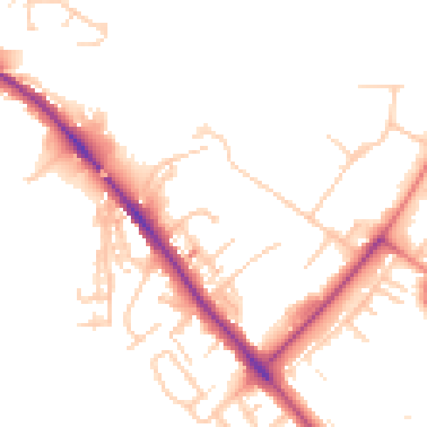 Daytime road noise heatmap for CA1 2QL