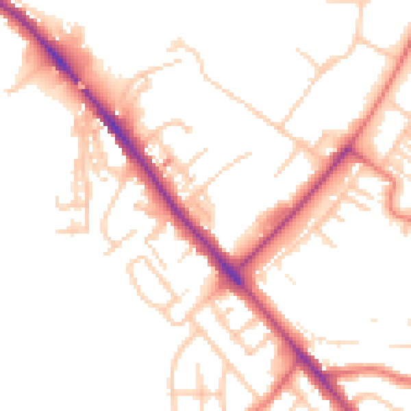 Daytime road noise heatmap for CA1 2QR