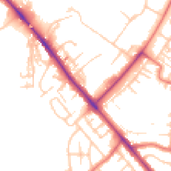 Daytime road noise heatmap for CA1 2QZ