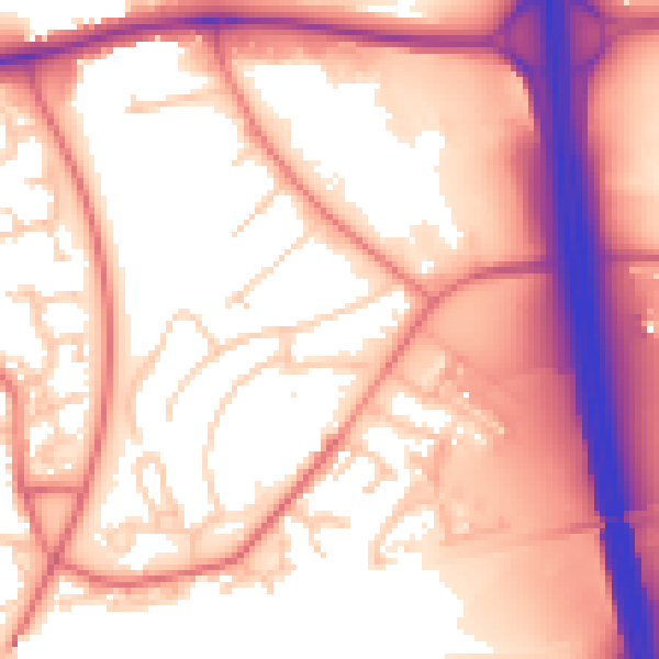 Daytime road noise heatmap for CA1 2RJ