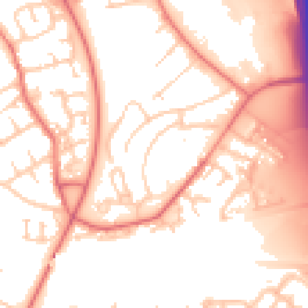 Daytime road noise heatmap for CA1 2RN