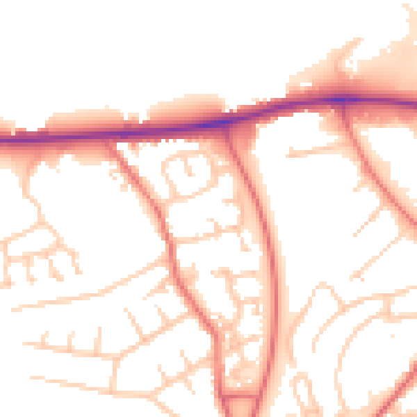 Daytime road noise heatmap for CA1 2SG
