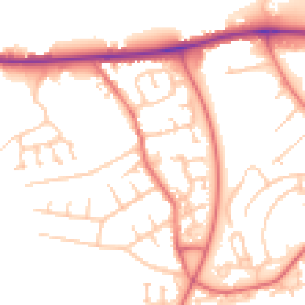 Daytime road noise heatmap for CA1 2SU