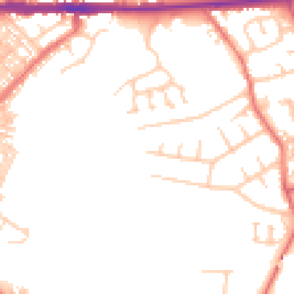Daytime road noise heatmap for CA1 2TT