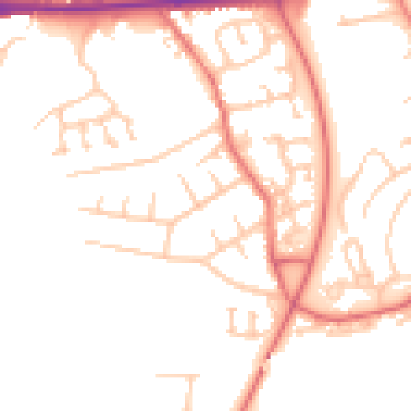 Daytime road noise heatmap for CA1 2TW