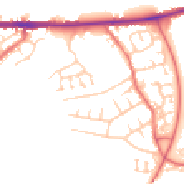 Daytime road noise heatmap for CA1 2TX