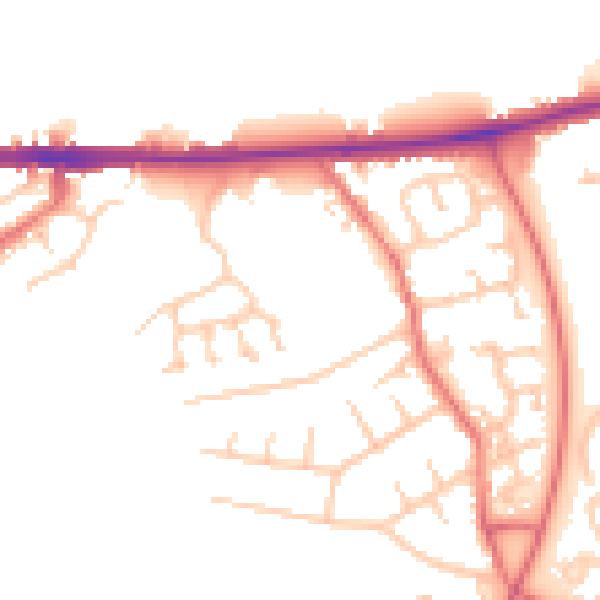 Daytime road noise heatmap for CA1 2UQ