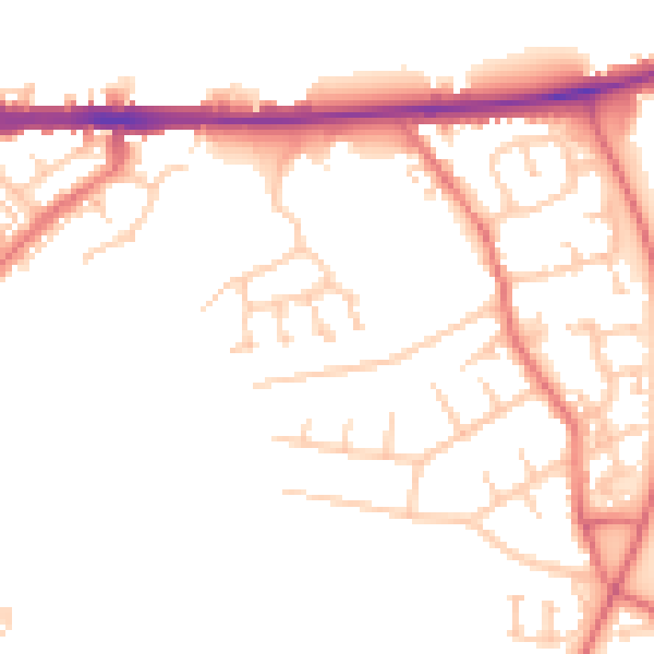 Daytime road noise heatmap for CA1 2WB