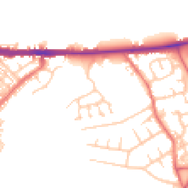 Daytime road noise heatmap for CA1 2WF