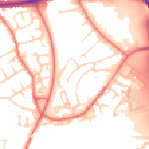 Daytime road noise heatmap for CA1 2XB