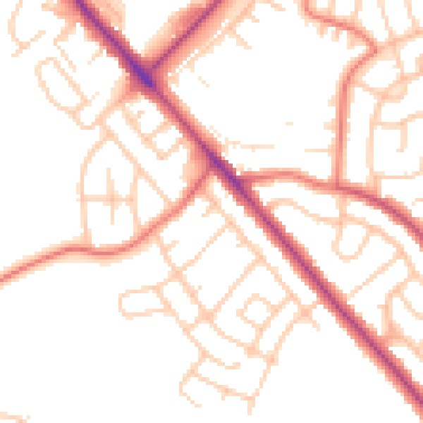 Daytime road noise heatmap for CA1 3AR
