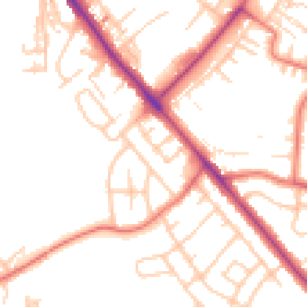 Daytime road noise heatmap for CA1 3BY