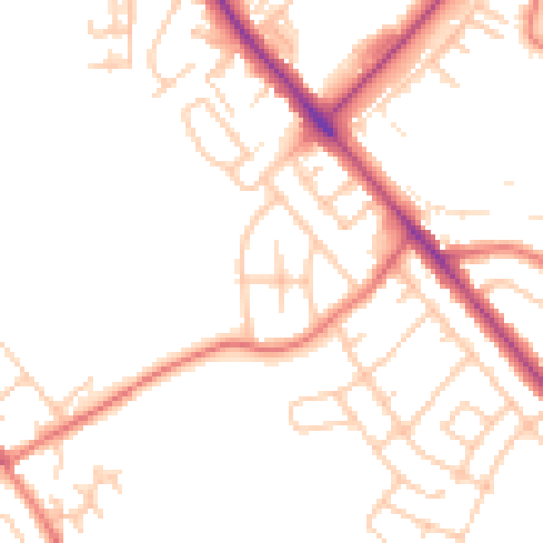 Daytime road noise heatmap for CA1 3DJ