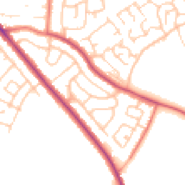 Daytime road noise heatmap for CA1 3HF