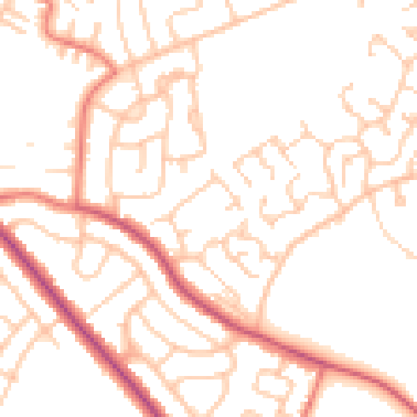 Daytime road noise heatmap for CA1 3HU