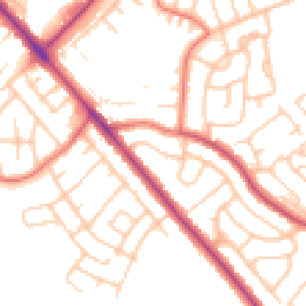 Daytime road noise heatmap for CA1 3LF
