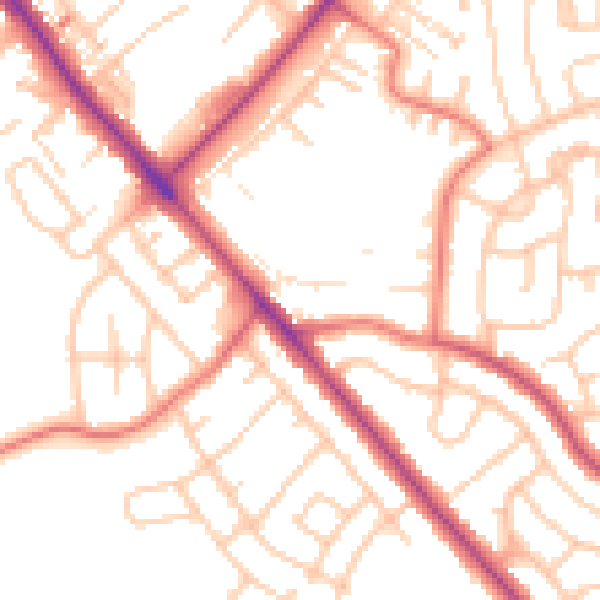 Daytime road noise heatmap for CA1 3LN