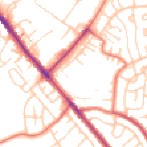 Daytime road noise heatmap for CA1 3LT