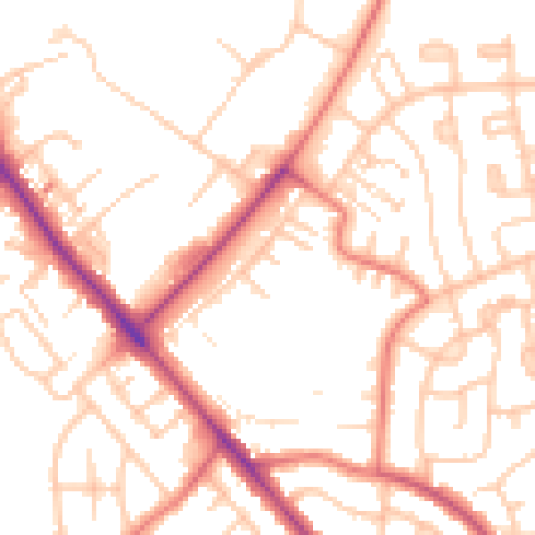 Daytime road noise heatmap for CA1 3LU