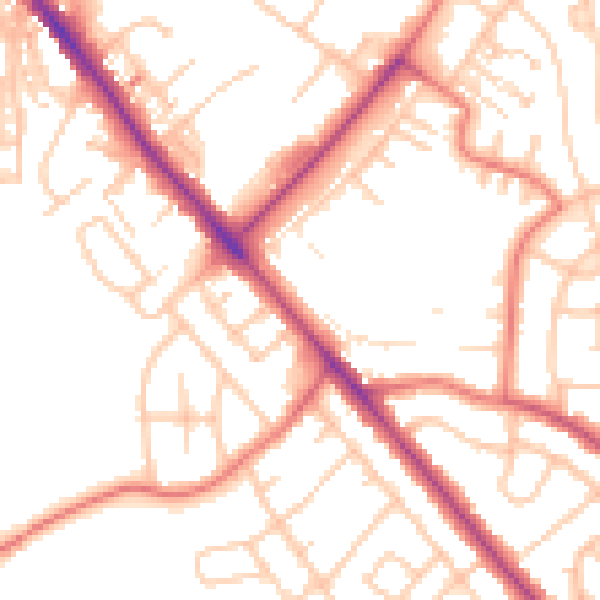 Daytime road noise heatmap for CA1 3LW