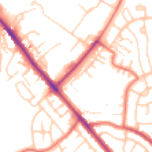 Daytime road noise heatmap for CA1 3NB