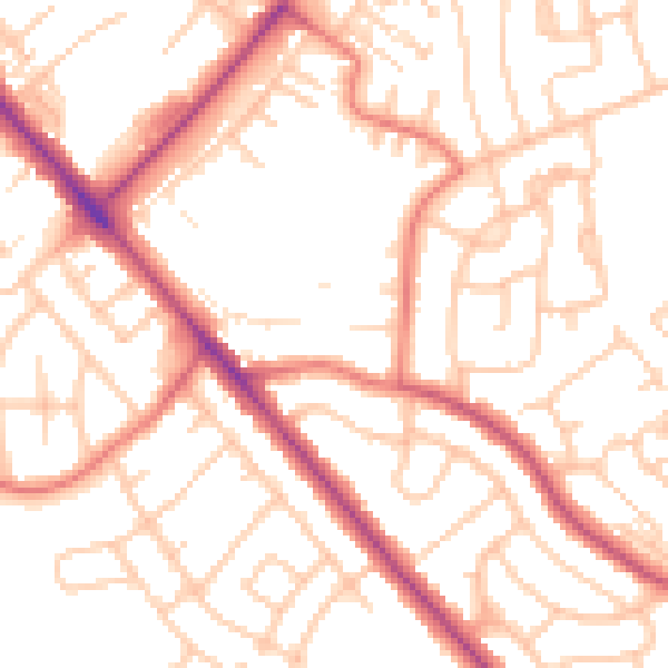 Daytime road noise heatmap for CA1 3NZ