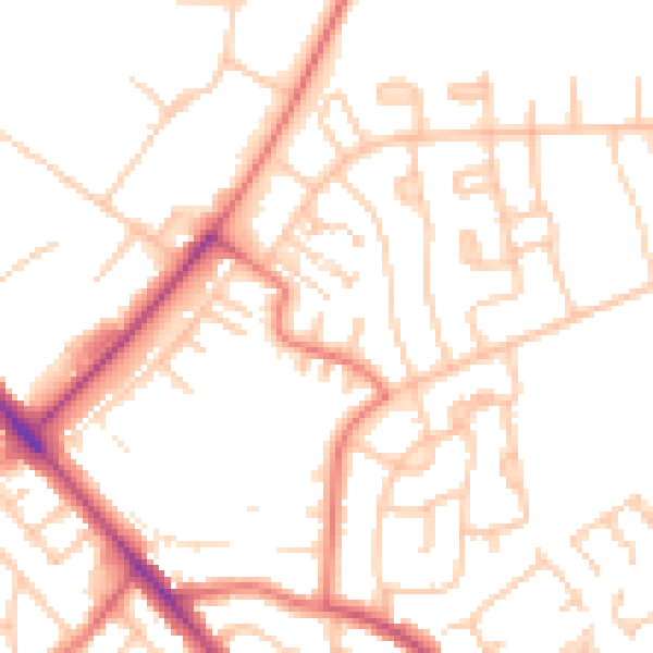 Daytime road noise heatmap for CA1 3PS