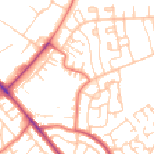 Daytime road noise heatmap for CA1 3PZ
