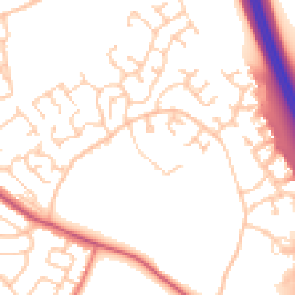 Daytime road noise heatmap for CA1 3SR