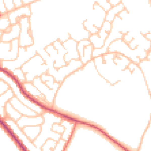 Daytime road noise heatmap for CA1 3SU