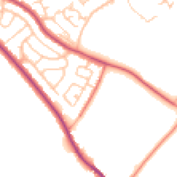 Daytime road noise heatmap for CA1 3TZ