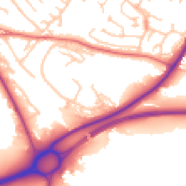 Daytime road noise heatmap for CA10 2AJ