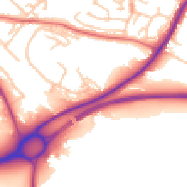 Daytime road noise heatmap for CA10 2AX