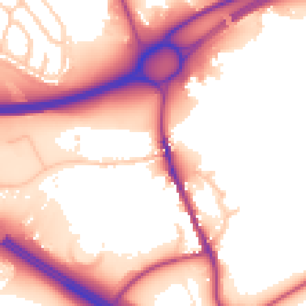 Daytime road noise heatmap for CA10 2DY