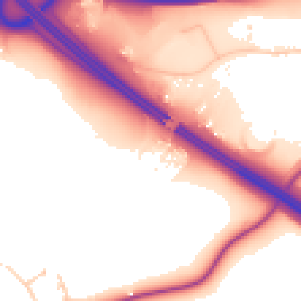 Daytime road noise heatmap for CA10 2FB