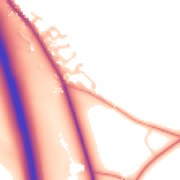 Daytime road noise heatmap for CA10 2FF